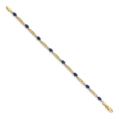 14K Yellow Gold Sapphire & Diamond Link Bracelet – view 2