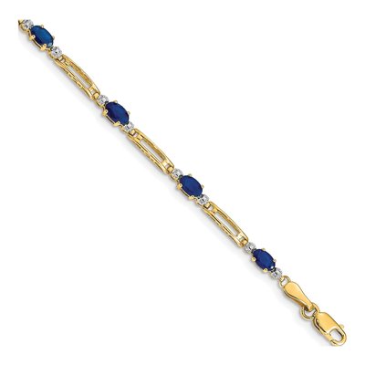 14K Yellow Gold Sapphire & Diamond Link Bracelet