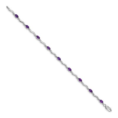 10K White Gold Amethyst Wavy Link Bracelet – view 2