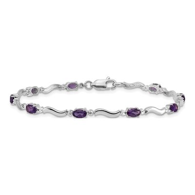 10K White Gold Amethyst Wavy Link Bracelet – view 3