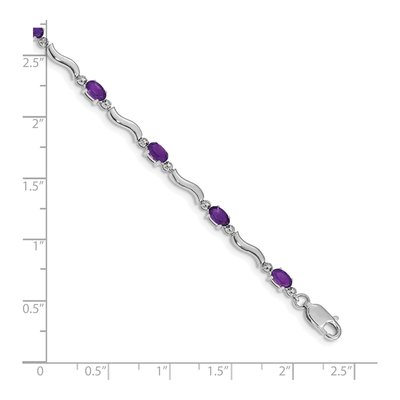 10K White Gold Amethyst Wavy Link Bracelet – view 4