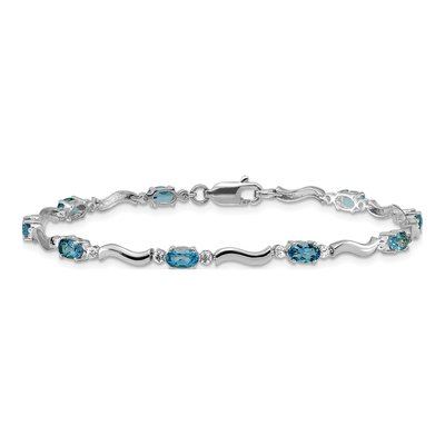 10K White Gold Swiss Blue Topaz Wavy Bracelet – view 3