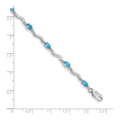 10K White Gold Swiss Blue Topaz Wavy Bracelet – view 4