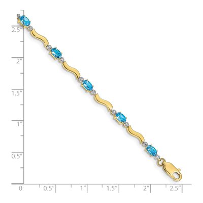 10K Yellow Gold Swiss Blue Topaz & Diamond Wavy Bracelet – view 4
