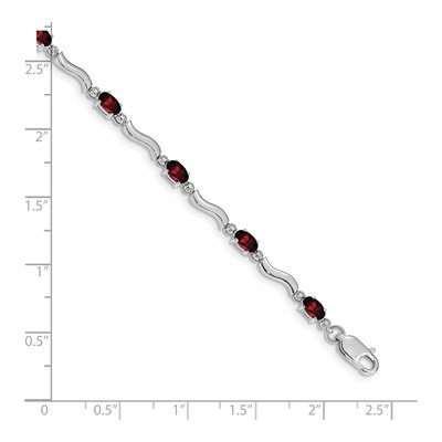 10K White Gold Garnet Wavy Link Bracelet – view 4