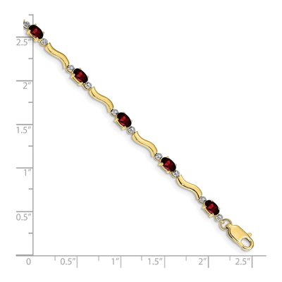 10K Yellow Gold Garnet & Diamond Wavy Bracelet – view 4
