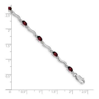14K White Gold Garnet & Diamond Wavy Link Bracelet – view 5