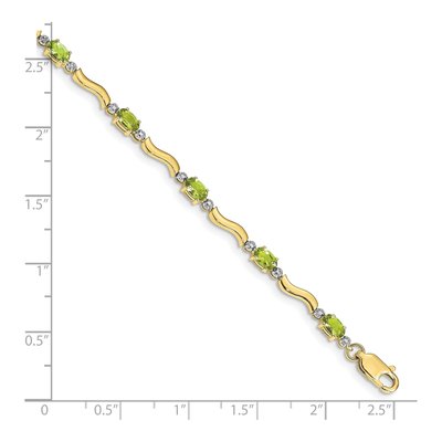 10K Yellow Gold Peridot & Diamond Wavy Bracelet – view 4