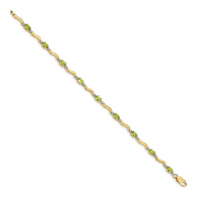 14K Gold Peridot & Diamond Link Bracelet, 7 Inch – view 3