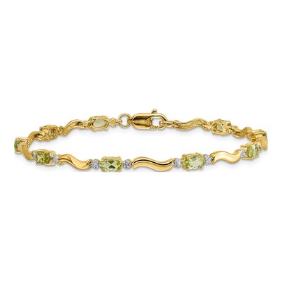 14K Gold Peridot & Diamond Link Bracelet, 7 Inch – view 4