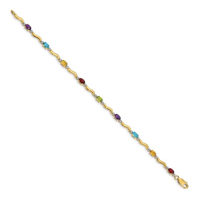 10K Yellow Gold Diamond Rainbow Bracelet – view 2