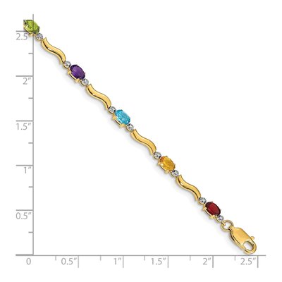 10K Yellow Gold Diamond Rainbow Bracelet – view 3