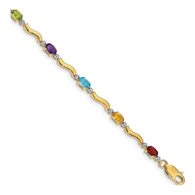 10K Yellow Gold Diamond Rainbow Bracelet