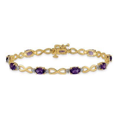 10K Yellow Gold Amethyst & Diamond Infinity Bracelet – view 3