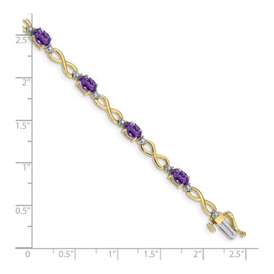 10K Yellow Gold Amethyst & Diamond Infinity Bracelet – view 4