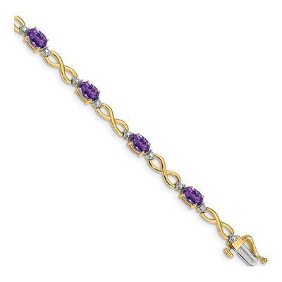 10K Yellow Gold Amethyst & Diamond Infinity Bracelet