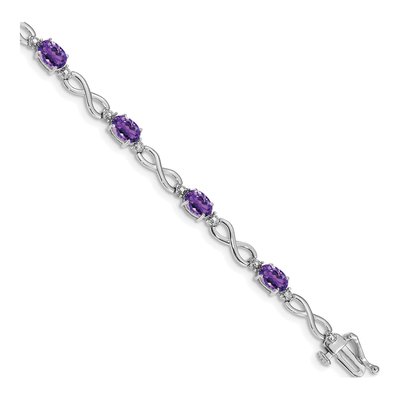 14K White Gold Amethyst & Diamond Infinity Bracelet