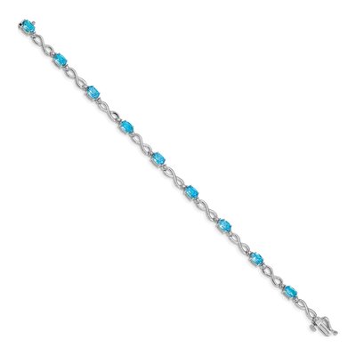 10K White Gold Blue Topaz Diamond Bracelet – view 2