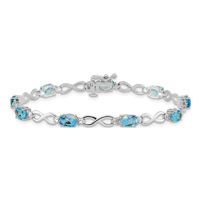 10K White Gold Blue Topaz Diamond Bracelet – view 3