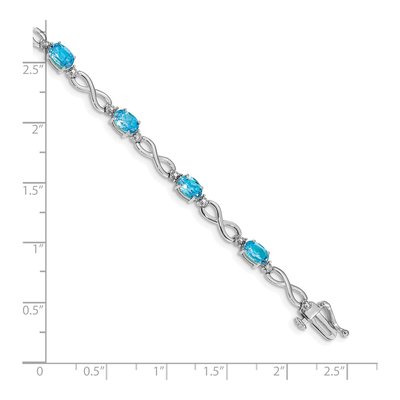 10K White Gold Blue Topaz Diamond Bracelet – view 4