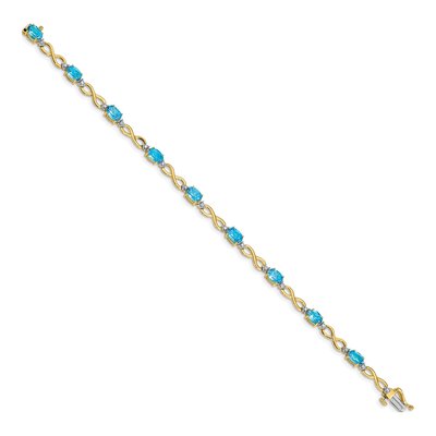 10K Yellow Gold Swiss Blue Topaz & Diamond Bracelet – view 2