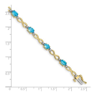 10K Yellow Gold Swiss Blue Topaz & Diamond Bracelet – view 4