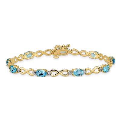 14K Yellow Gold Swiss Blue Topaz & Diamond Infinity Bracelet – view 3