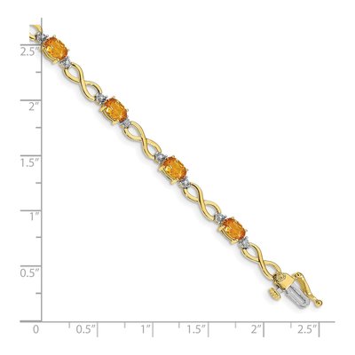 10K Yellow Gold Citrine & Diamond Oval Infinity Link Bracelet – view 3
