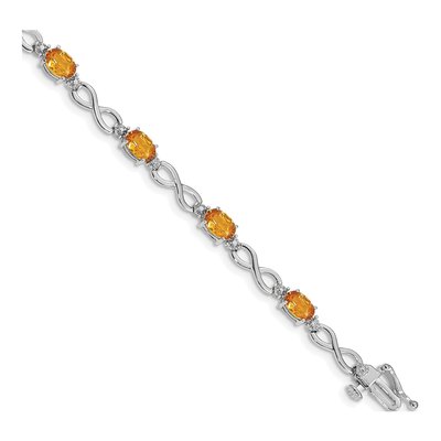 14K White Gold Citrine & Diamond Infinity Bracelet