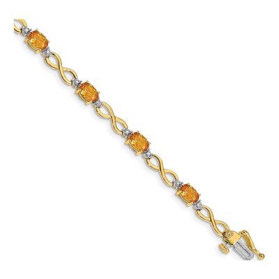 14K Yellow Gold Citrine & Diamond Infinity Bracelet