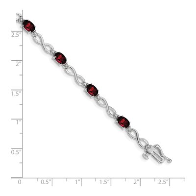 10K White Gold Garnet Diamond Bracelet – view 3