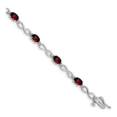 10K White Gold Garnet Diamond Bracelet