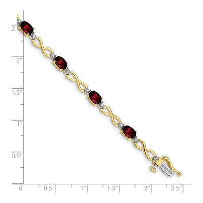 10K Yellow Gold Garnet & Diamond Infinity Bracelet – view 3