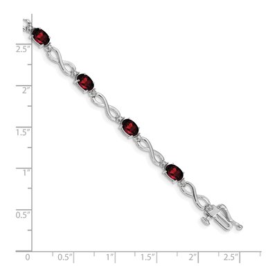 14K White Gold Garnet & Diamond Oval Infinity Link Bracelet – view 4