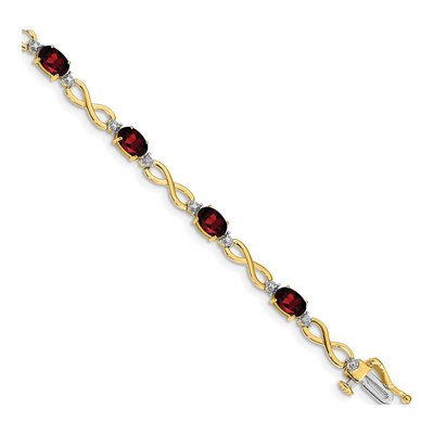 14K Yellow Gold Garnet & Diamond Infinity Link Bracelet