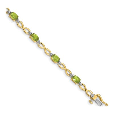 10K Yellow Gold Peridot & Diamond Infinity Bracelet