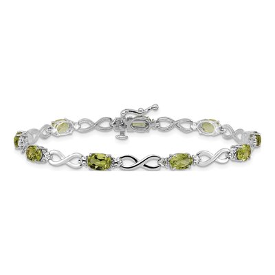 14K White Gold Peridot & Diamond Infinity Bracelet – view 3