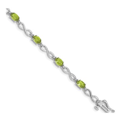 14K White Gold Peridot & Diamond Infinity Bracelet