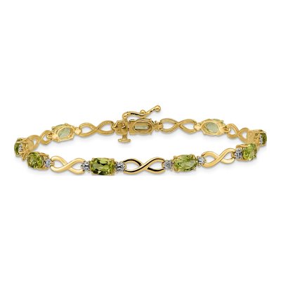 14K Yellow Gold Peridot & Diamond Infinity Link Bracelet – view 3