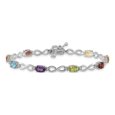 10K White Gold Rainbow Infinity Bracelet – view 3