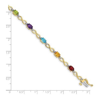 10K Yellow Gold Garnet & Swiss Blue Topaz Rainbow Infinity Bracelet – view 4