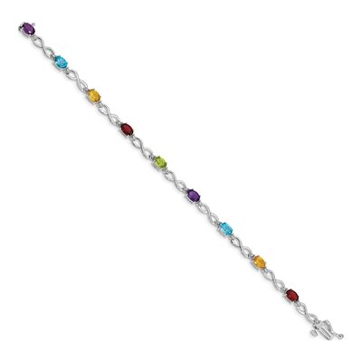 14K White Gold Swiss Blue Topaz & Citrine Rainbow Bracelet – view 3