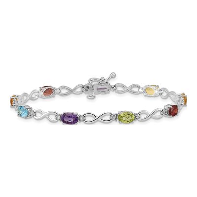 14K White Gold Swiss Blue Topaz & Citrine Rainbow Bracelet – view 4