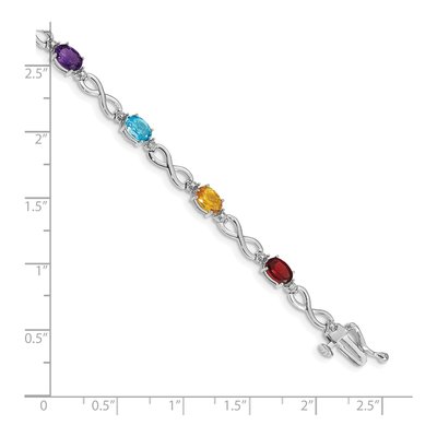 14K White Gold Swiss Blue Topaz & Citrine Rainbow Bracelet – view 5