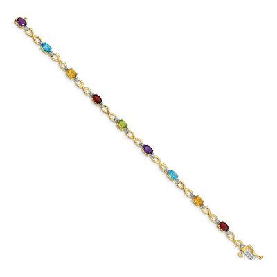 14K Yellow Gold Swiss Blue Topaz & Citrine Rainbow Bracelet – view 2