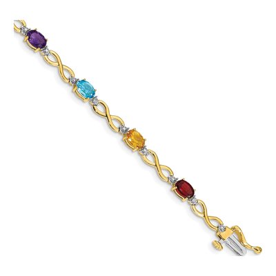 14K Yellow Gold Swiss Blue Topaz & Citrine Rainbow Bracelet