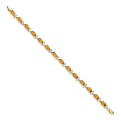 14K Yellow Gold 0.11 ct tw Citrine & Diamond Floral Bracelet – view 2