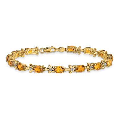 14K Yellow Gold 0.11 ct tw Citrine & Diamond Floral Bracelet – view 3