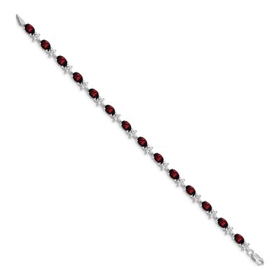 14K White Gold 0.11 ct tw Garnet & Diamond Floral Bracelet – view 2