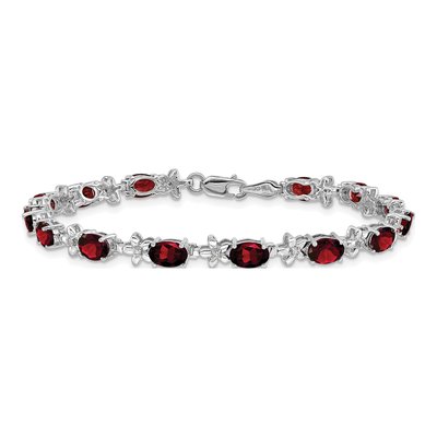 14K White Gold 0.11 ct tw Garnet & Diamond Floral Bracelet – view 3